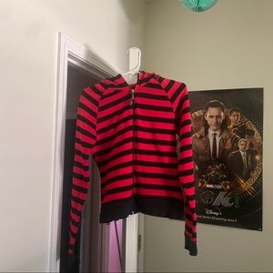 Living Dead Souls Black and Red striped cat ears zip up